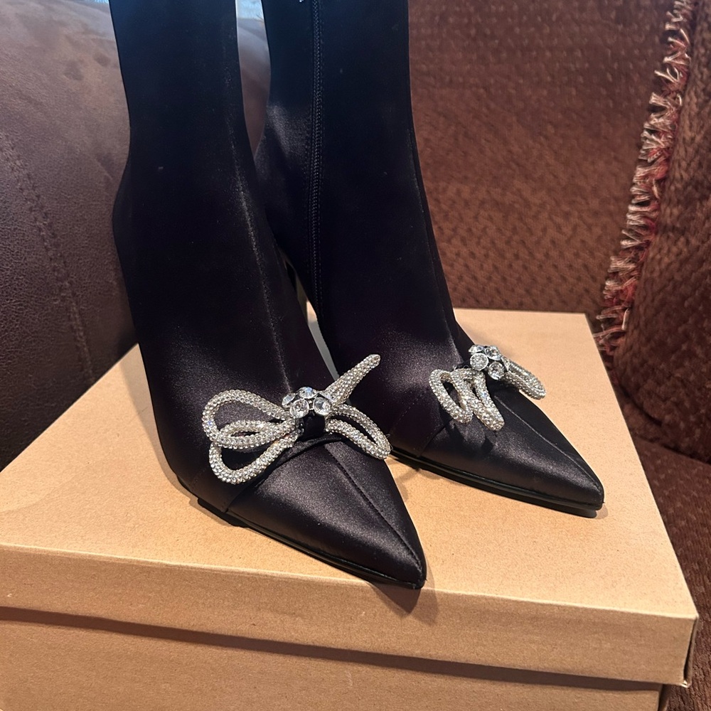 Steve Madden Black Boots with Silver Embellishment